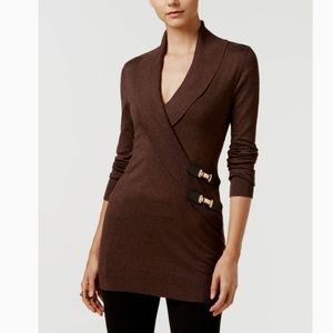 INC FAUX WRAP TUNIC SWEATER NWT